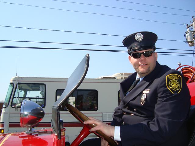 Allen Bennett Jr driving the REO